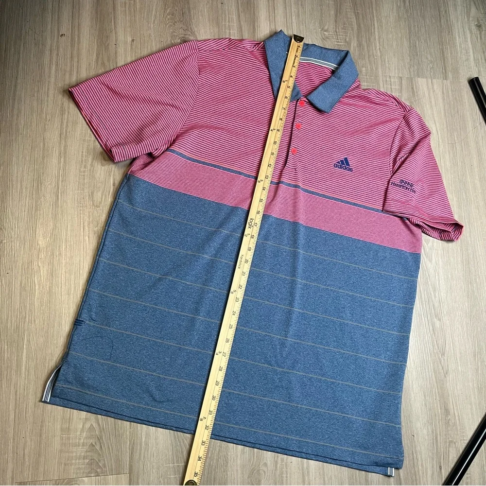 Adidas Men's Polo Striped Short Sleeve Shirt in Red and Blue Golf Polo‎